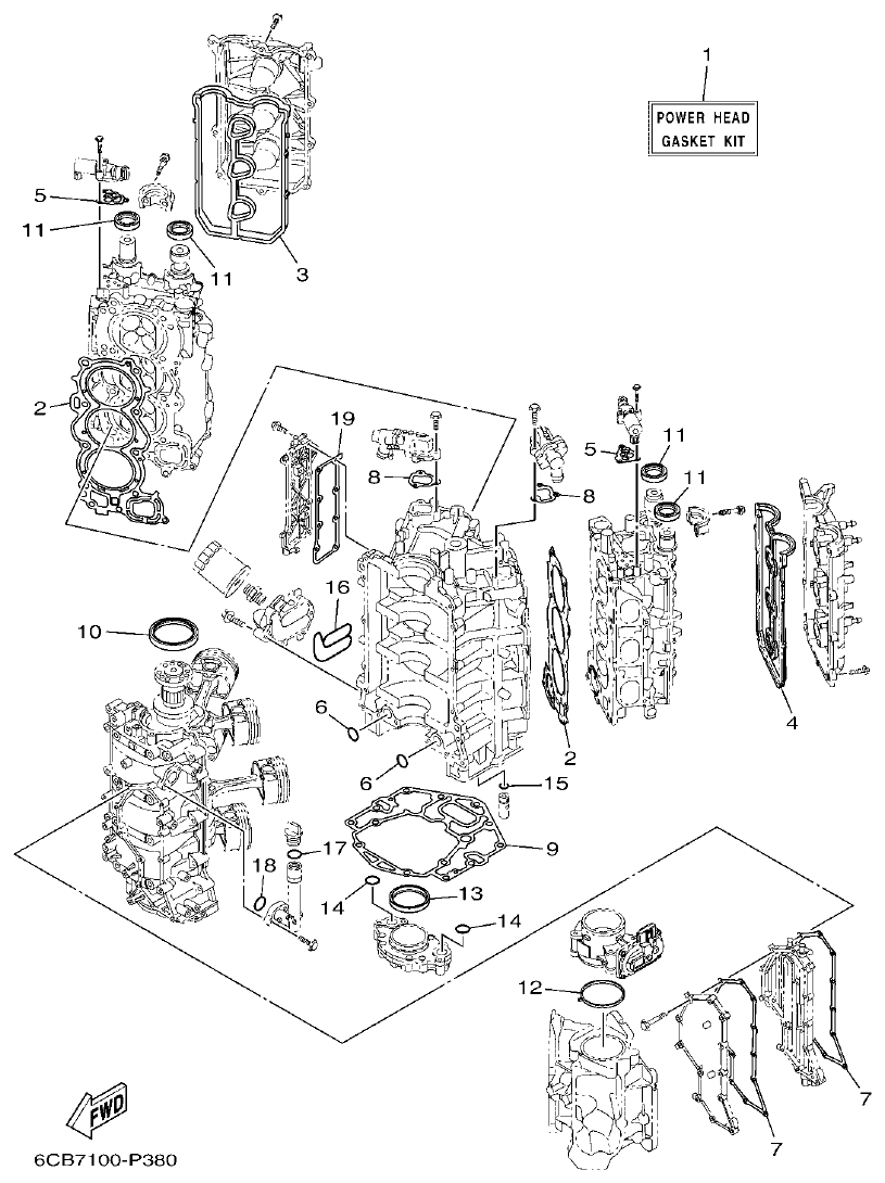 Yamaha F300DET, FL300DET REPAIR KIT 1 parts diagram